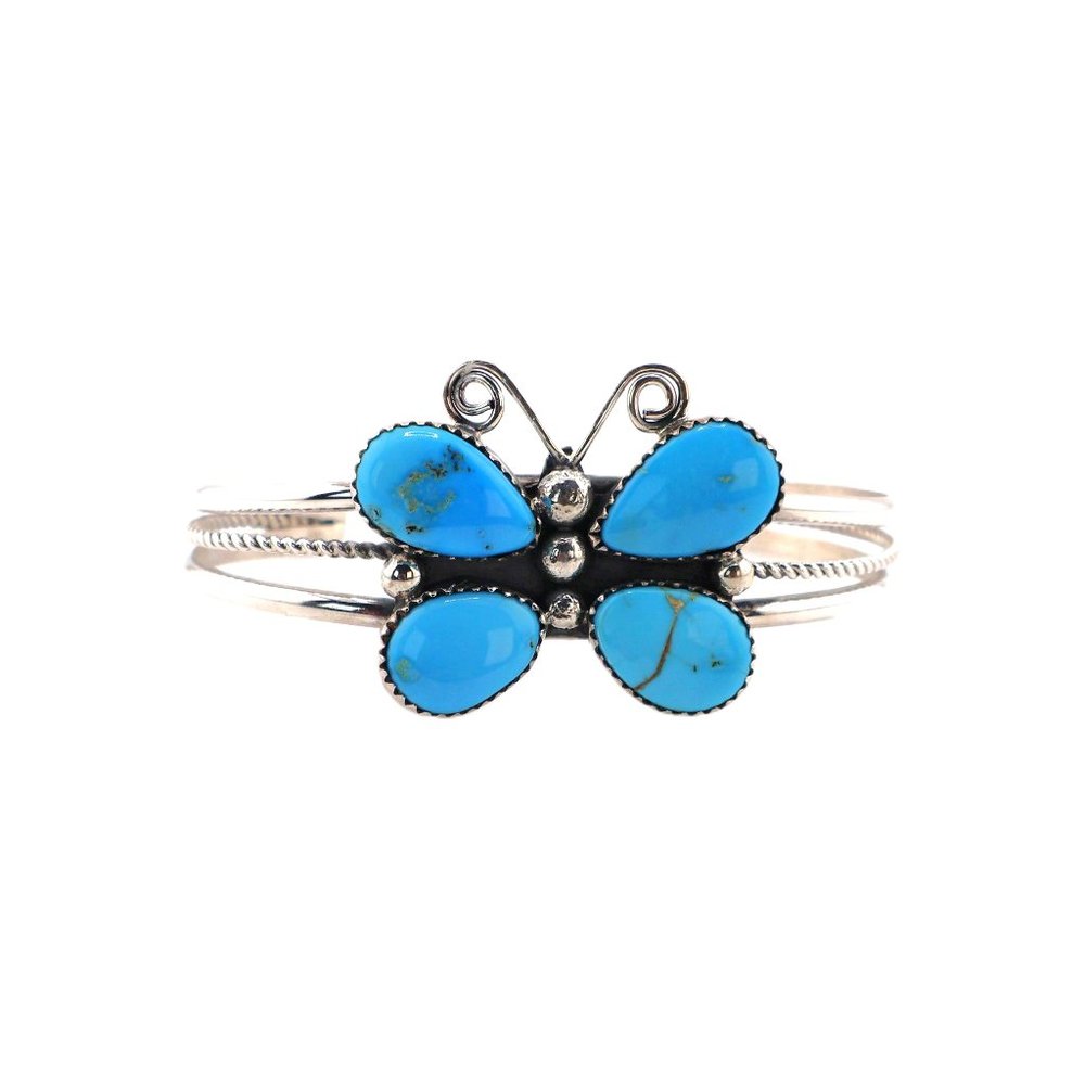 Navajo Turquoise Butterfly Cuff Bracelet Native American Indian Jewelry Sz 6.5**